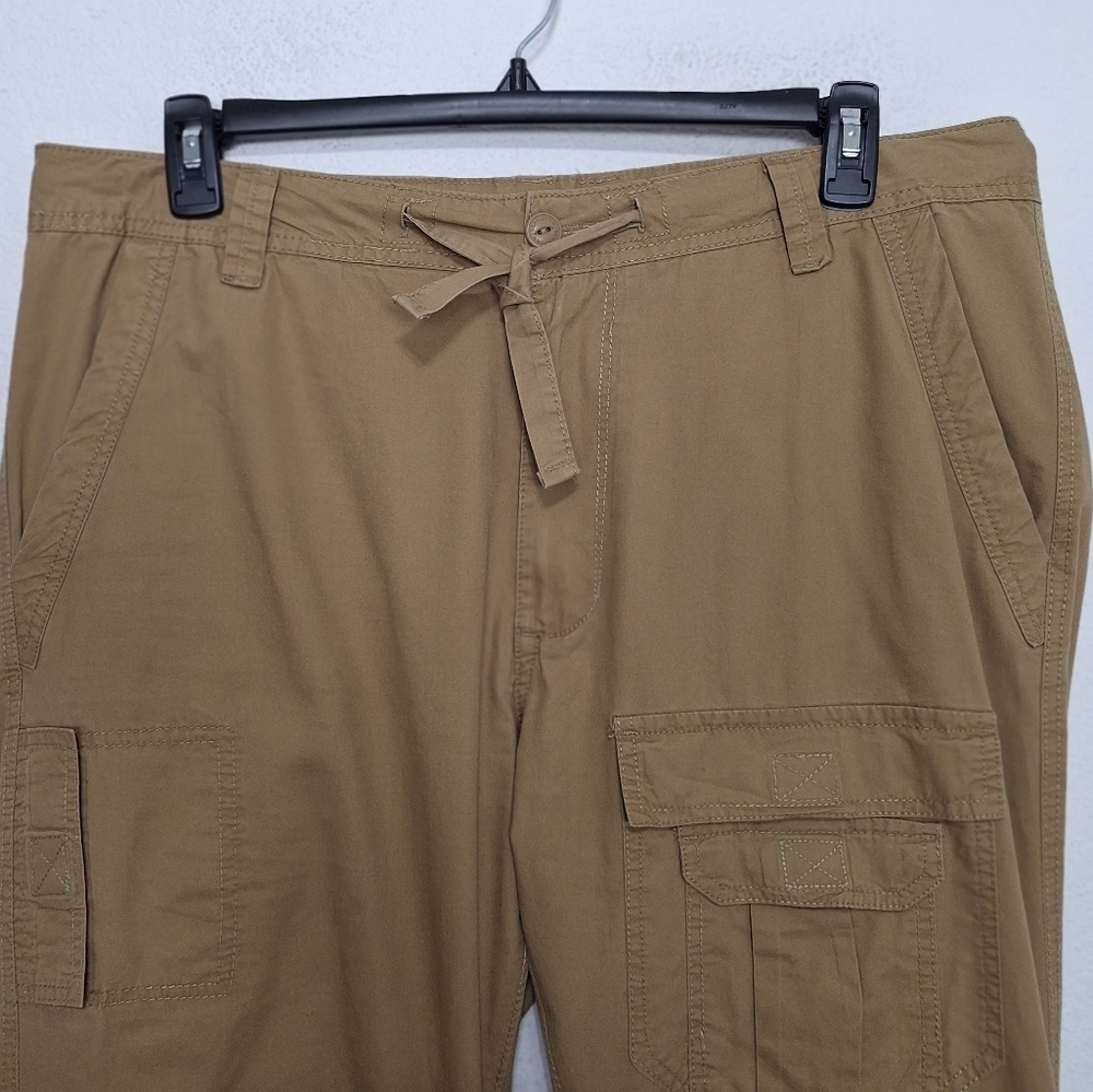 Sean John Men's Tan High Rise Gorpcore Grunge Drawstring Cargo Pants Size 36 - Picture 2 of 10